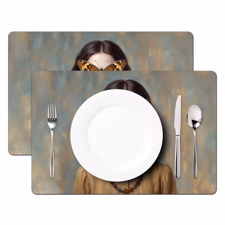 Placemat - 6 stuks - Portret - Vlinder - Kleurrijk — 2