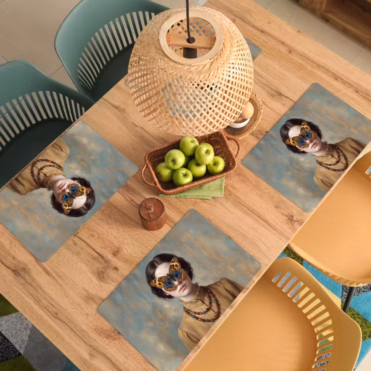 Placemat - 6 stuks - Portret - Vlinder - Kleurrijk — 6