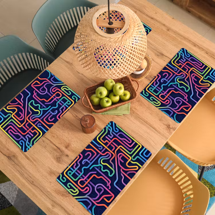 Placemat - 6 stuks - Retro - Abstract - Neon — 6