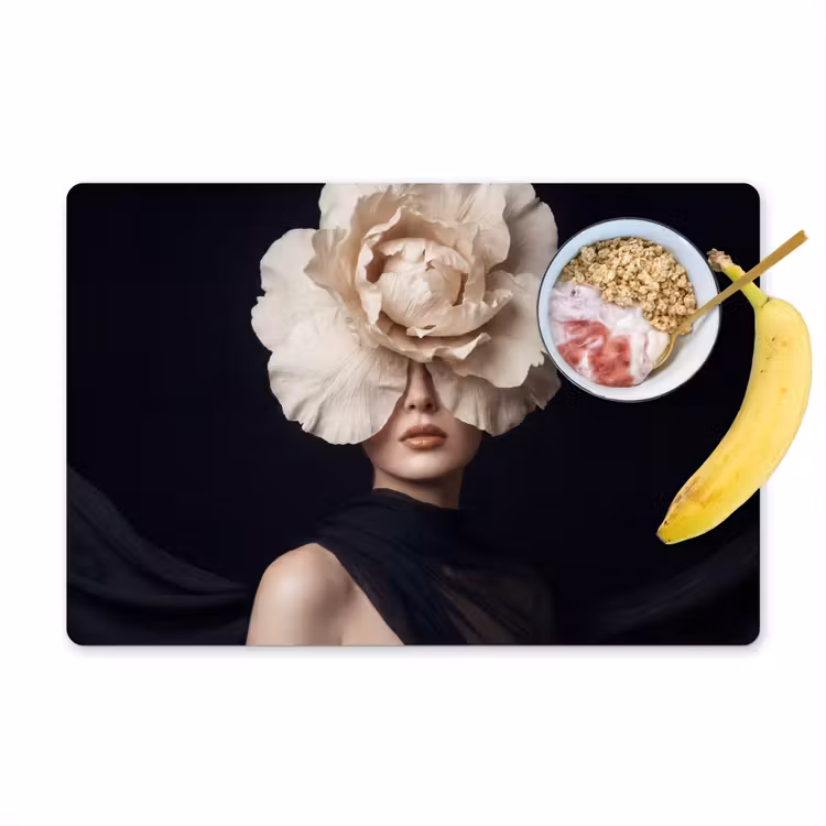 Placemat - 6 stuks - Roos - Tijdloos - Zwart — 1