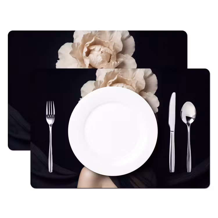 Placemat - 6 stuks - Roos - Tijdloos - Zwart — 2