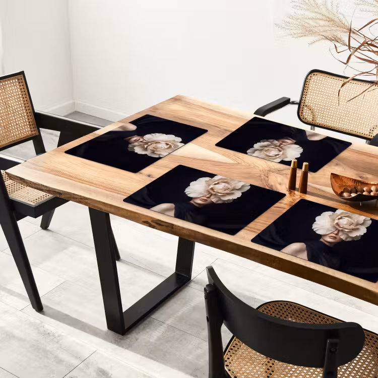 Placemat - 6 stuks - Roos - Tijdloos - Zwart — 5