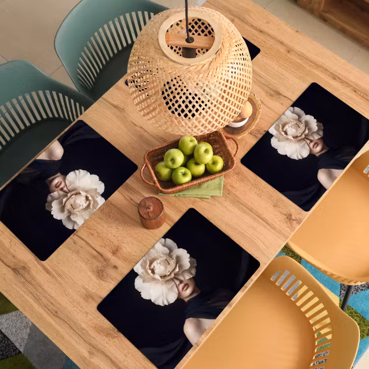 Placemat - 6 stuks - Roos - Tijdloos - Zwart — 6