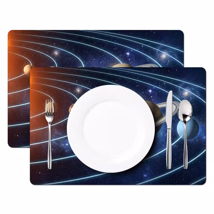 Placemat - 6 stuks - Ruimte - Zonnestelsel - Blauw — 2