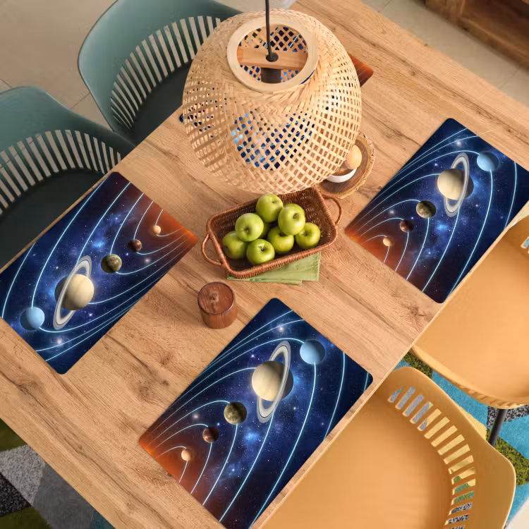 Placemat - 6 stuks - Ruimte - Zonnestelsel - Blauw — 6
