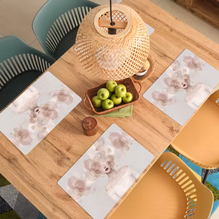Placemat - 6 stuks - Vrouw - Cirkels - Beige — 6