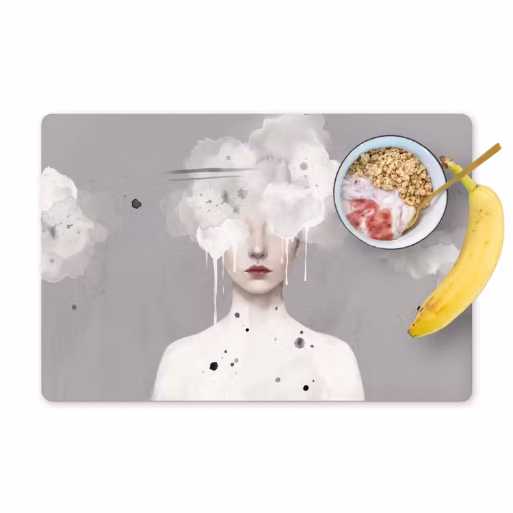 Placemat - 6 stuks - Vrouw - Wolk - Grijs — 1