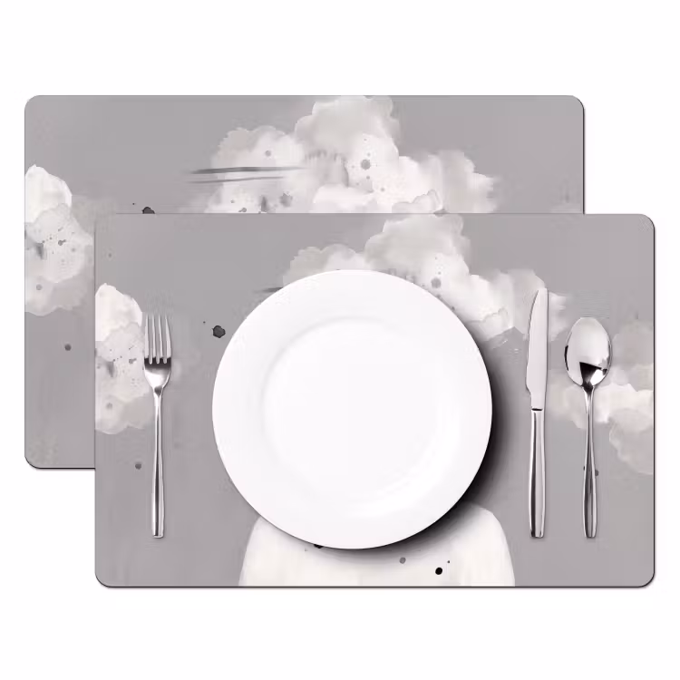 Placemat - 6 stuks - Vrouw - Wolk - Grijs — 2