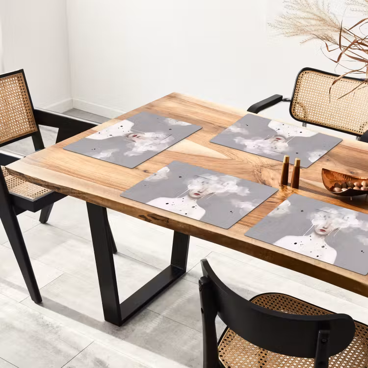 Placemat - 6 stuks - Vrouw - Wolk - Grijs — 5