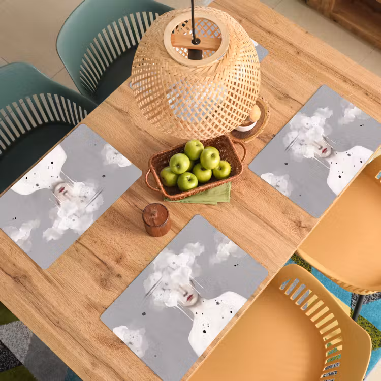 Placemat - 6 stuks - Vrouw - Wolk - Grijs — 6