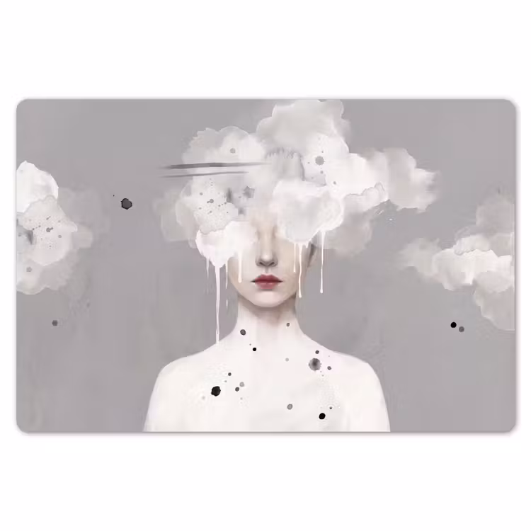 Placemat - 6 stuks - Vrouw - Wolk - Grijs — 7