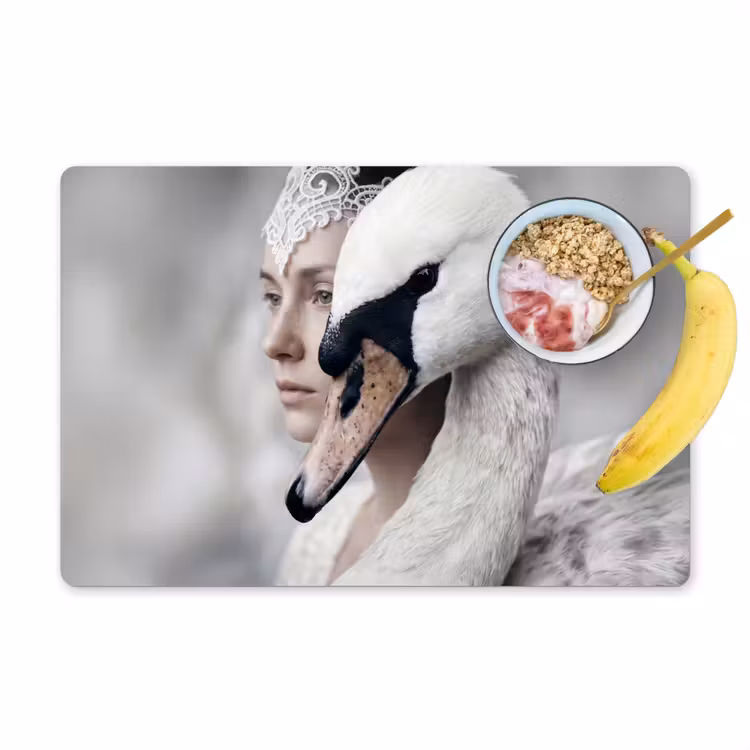 Placemat - 6 stuks - Vrouw - Zwaan - Wit — 1