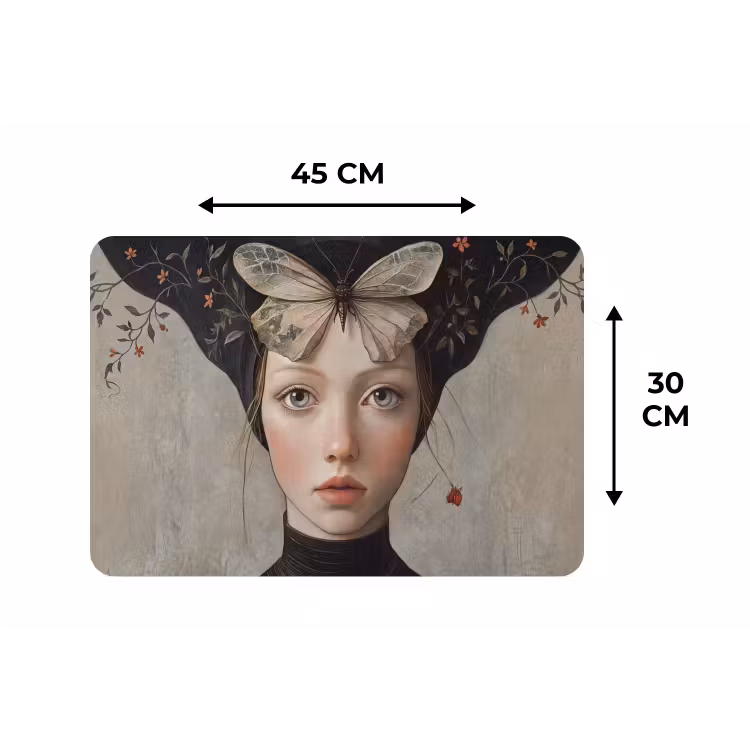 Placemat - 6 stuks - Woman - Butterfly - Art - Classic - Muted — 3