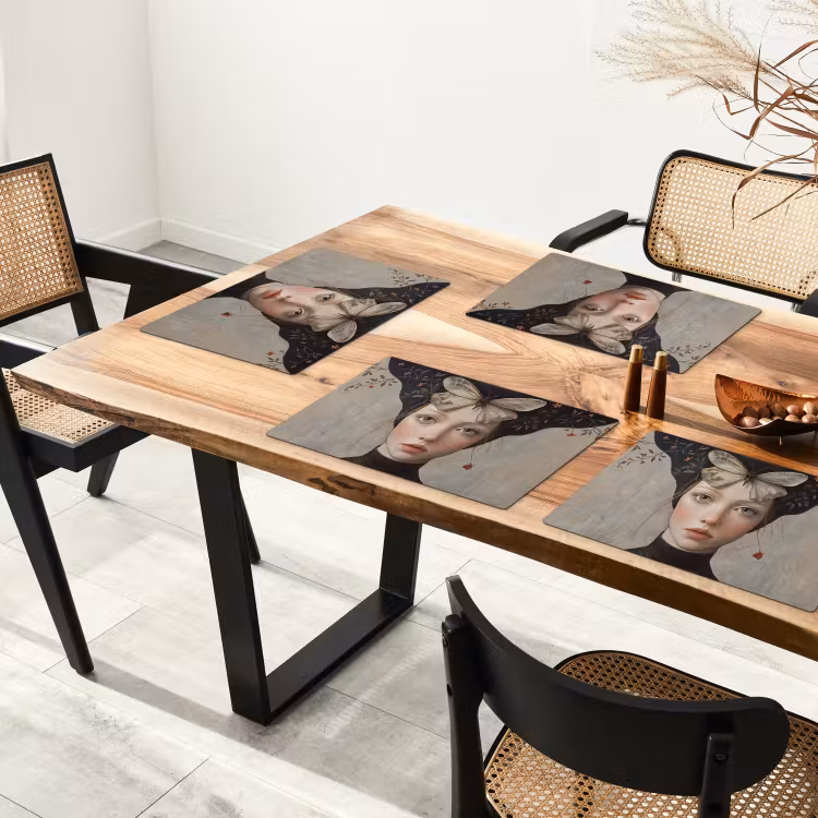 Placemat - 6 stuks - Woman - Butterfly - Art - Classic - Muted — 5