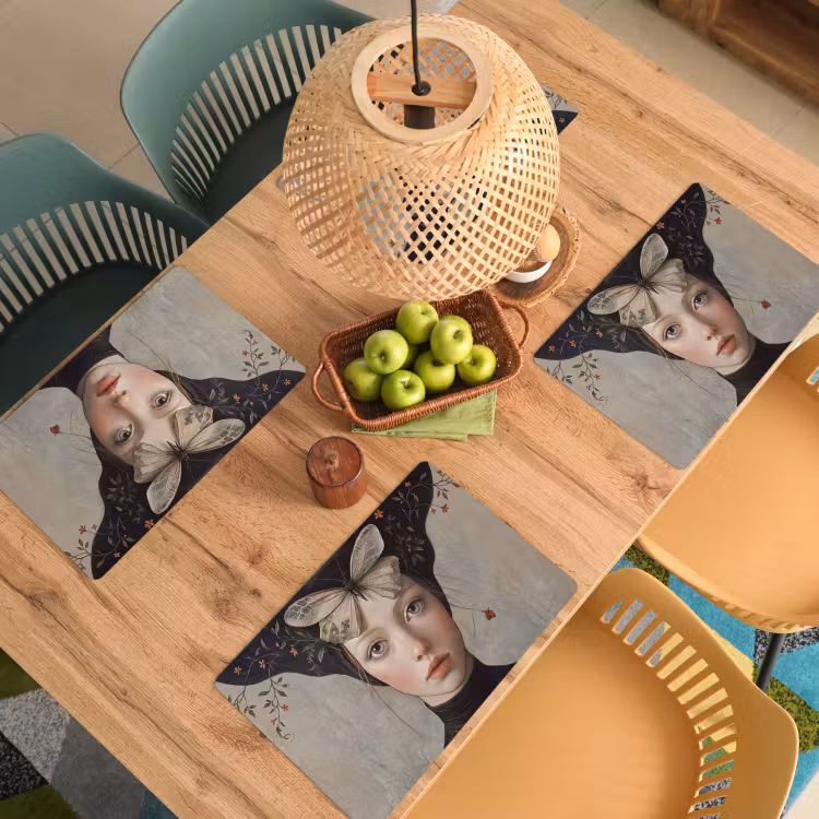 Placemat - 6 stuks - Woman - Butterfly - Art - Classic - Muted — 6