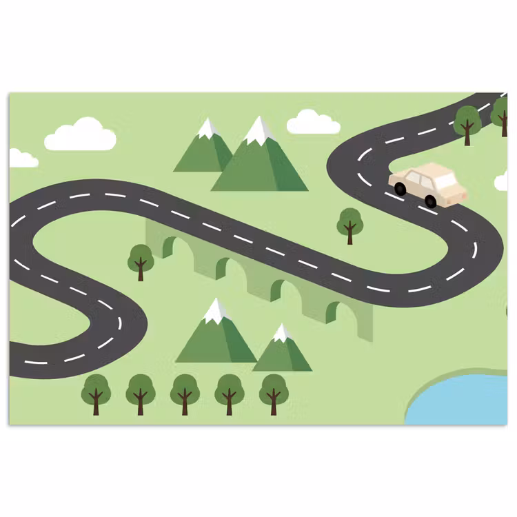 Poster - Auto - Bergweg - Natuur - Illustratie — 1