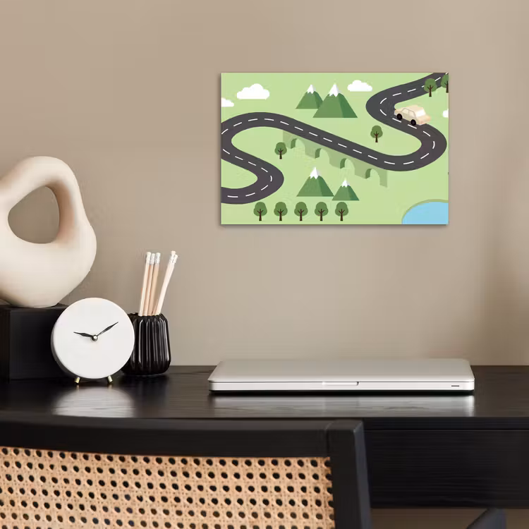 Poster - Auto - Bergweg - Natuur - Illustratie — 2