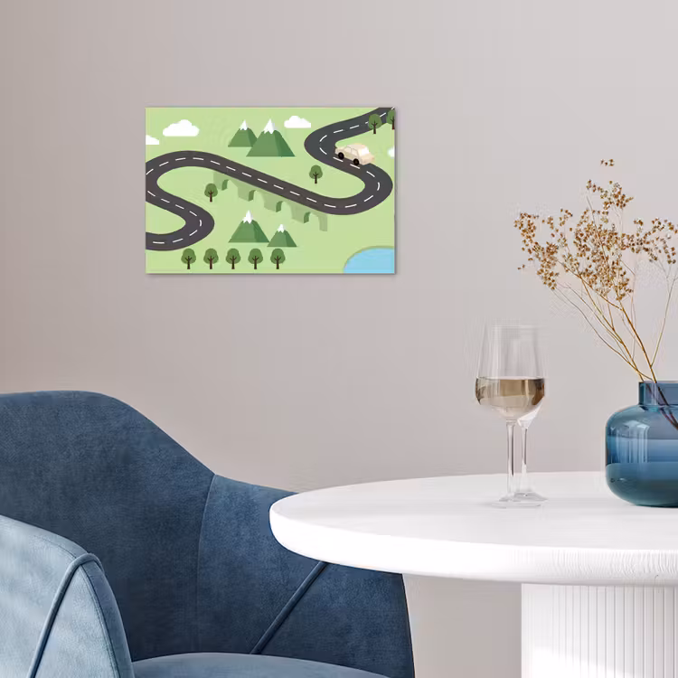Poster - Auto - Bergweg - Natuur - Illustratie — 4