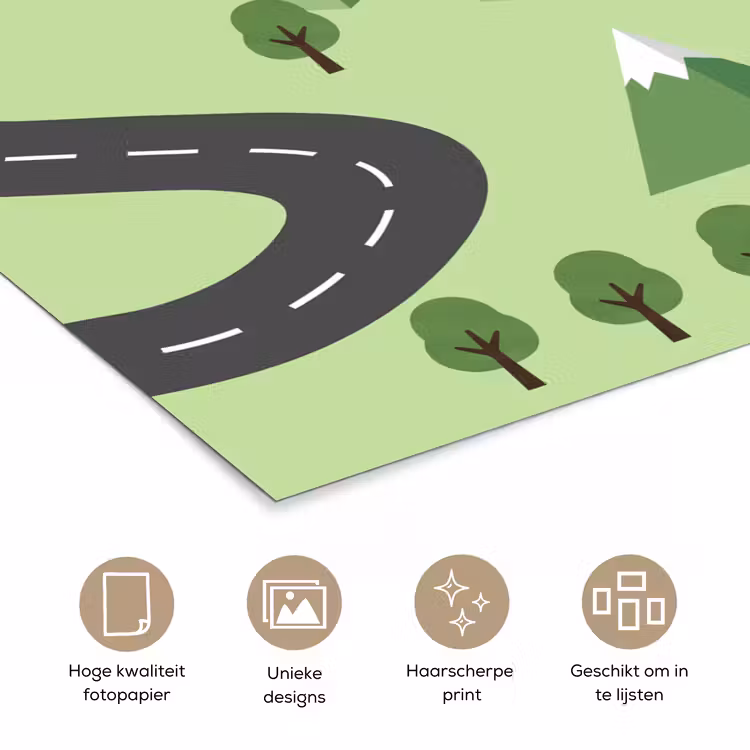 Poster - Auto - Bergweg - Natuur - Illustratie — 5
