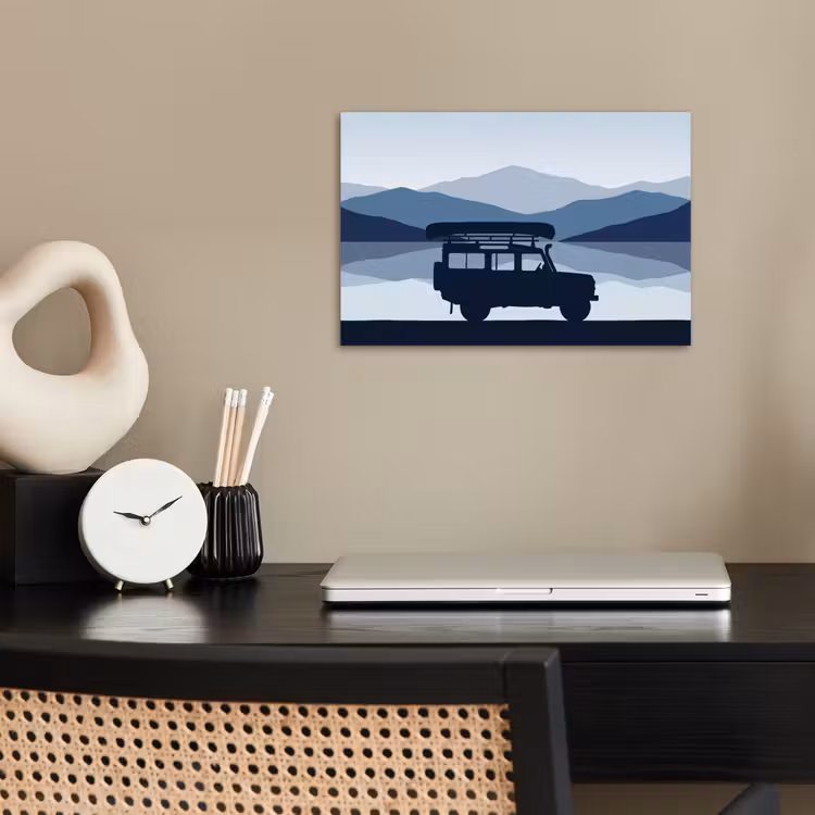 Poster - Auto - Meer - Bergen - Blauw — 2