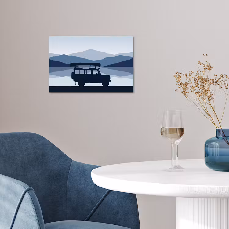 Poster - Auto - Meer - Bergen - Blauw — 4