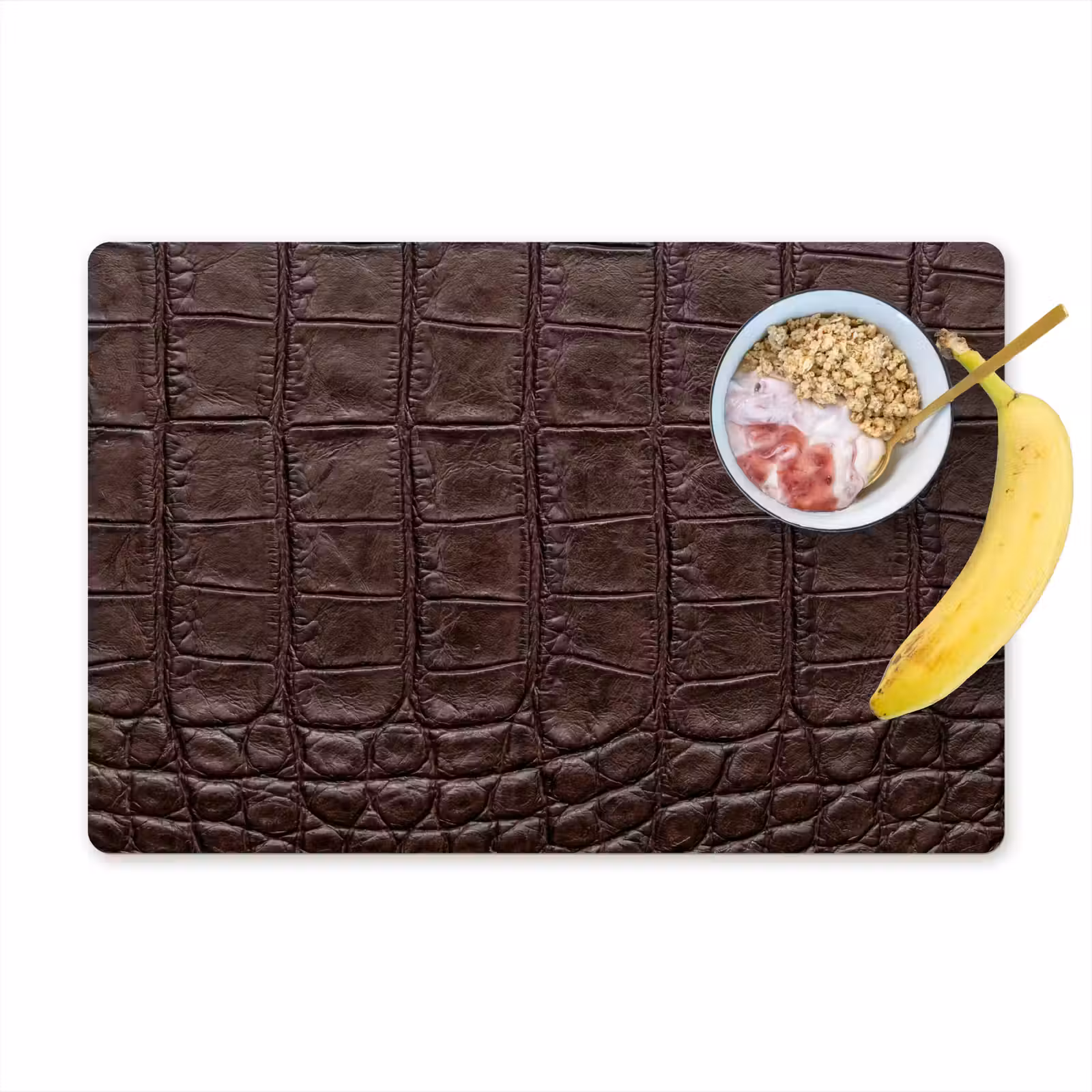 Placemat - 6 stuks - Krokodil - Leer - Bruin — 1