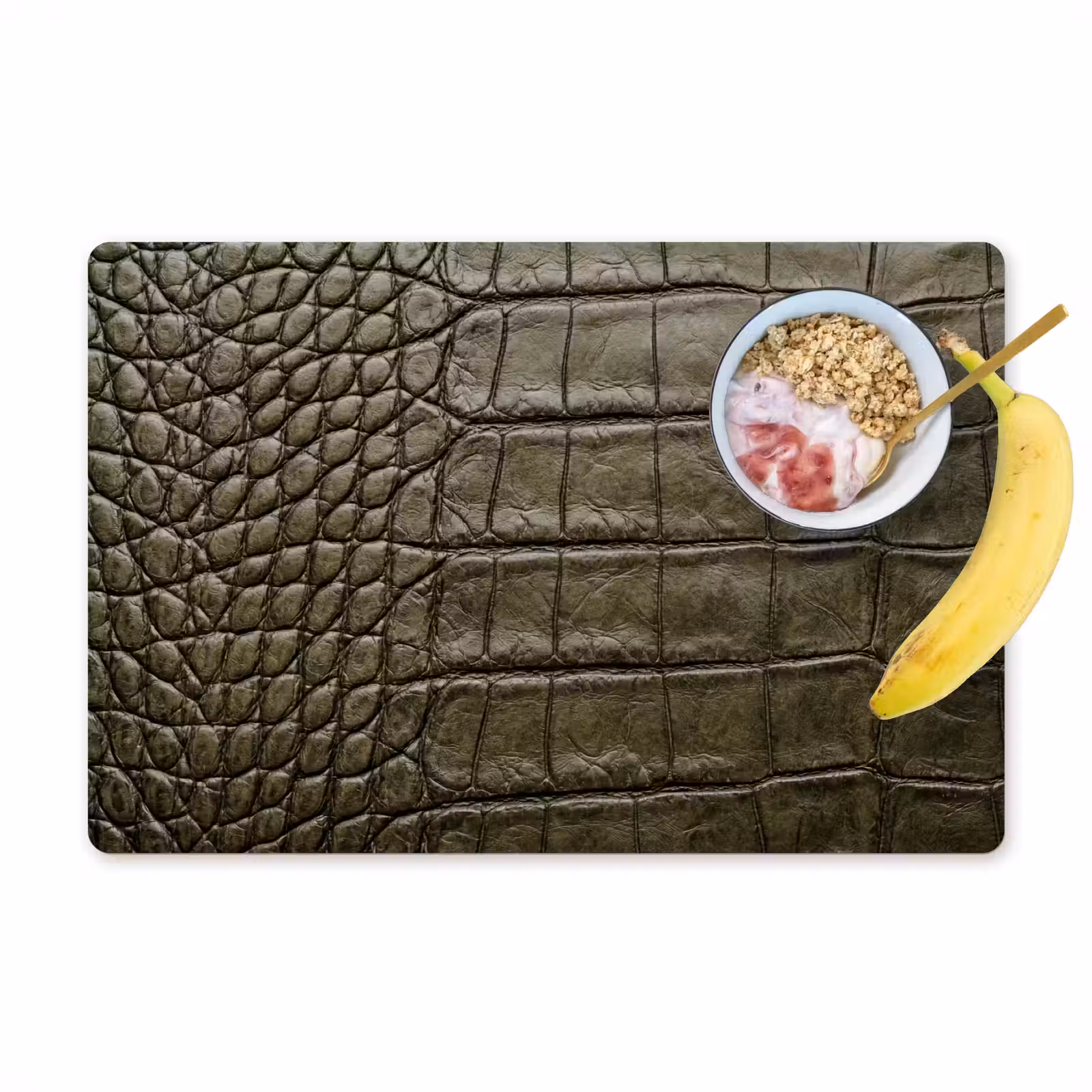 Placemat - 6 stuks - Krokodillenleer - Structuur - Groen — 1