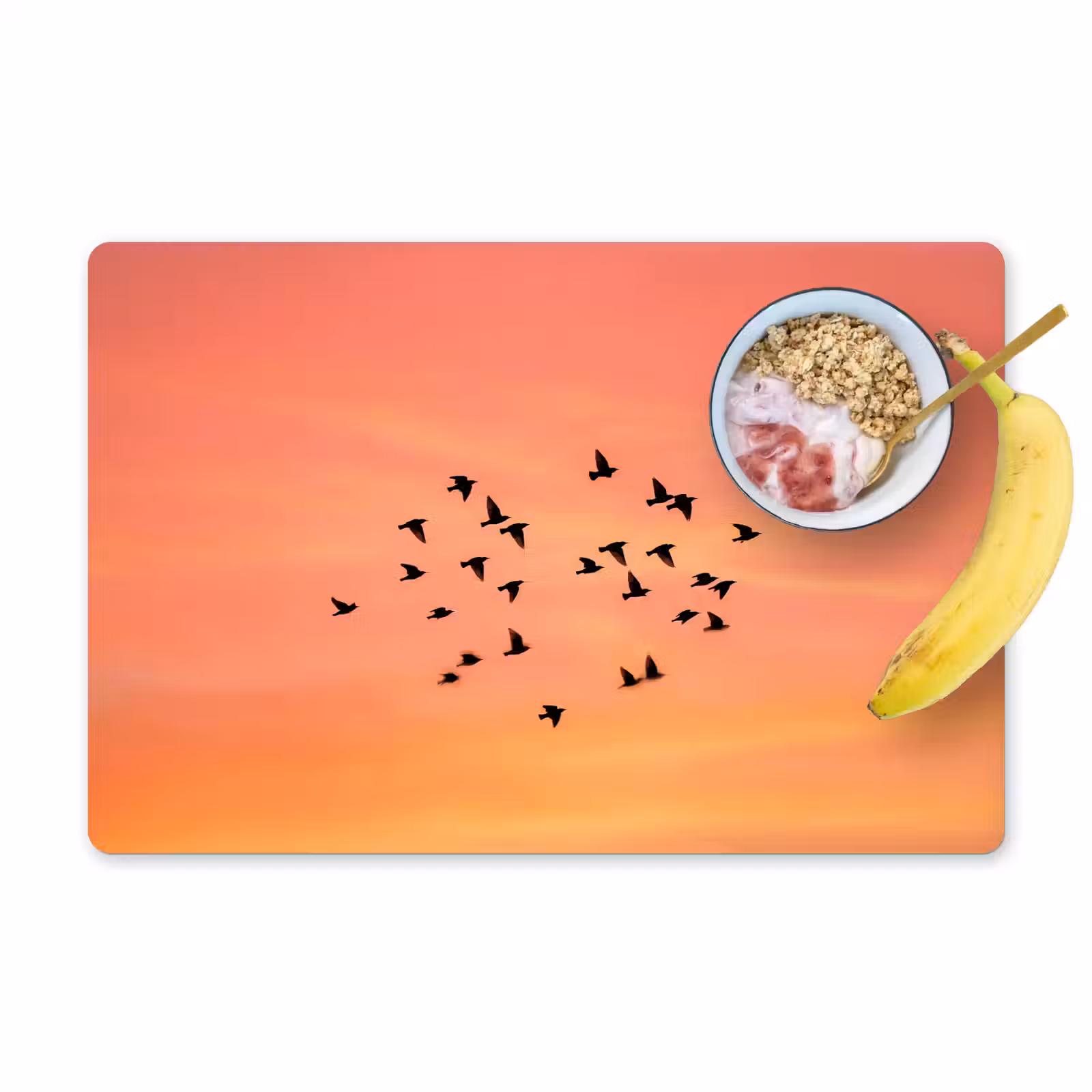 Placemat - 6 stuks - Zwerm - Vogels - Oranje — 1