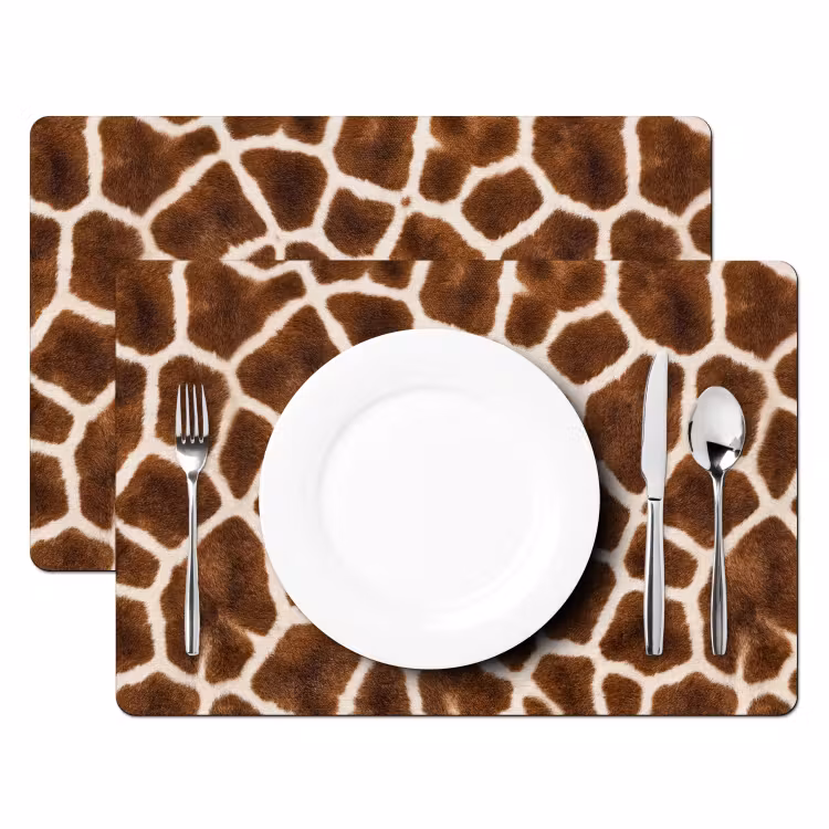 Placemat - 6 stuks - Giraf - Vacht - Klassiek - Bruin — 2