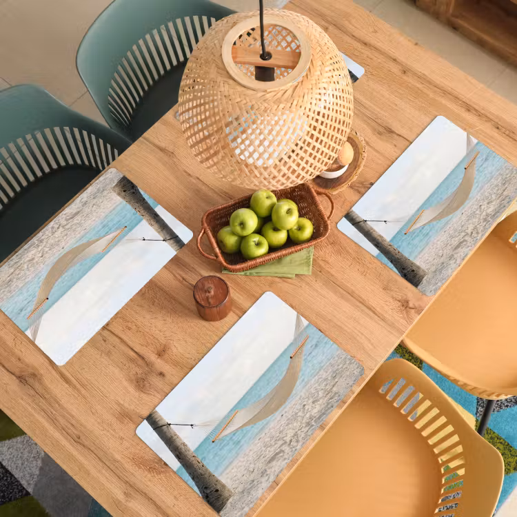 Placemat - 6 stuks - Hangmat - Strand - Wit — 6