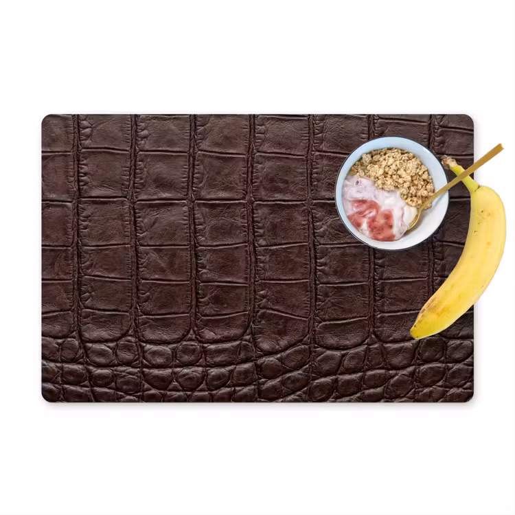 Placemat - 6 stuks - Krokodil - Leer - Bruin — 1