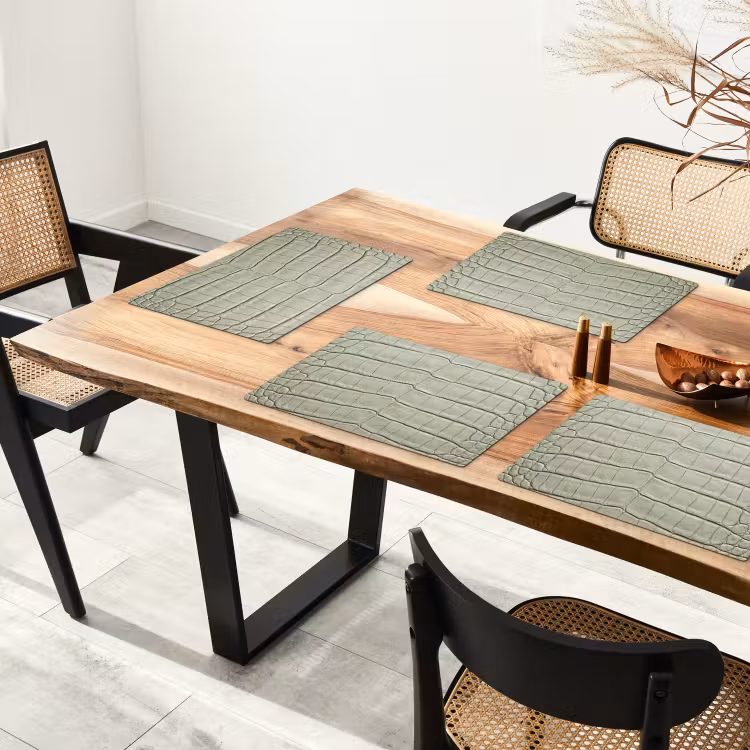 Placemat - 6 stuks - Krokodillenleer - Schubben - Groen — 5