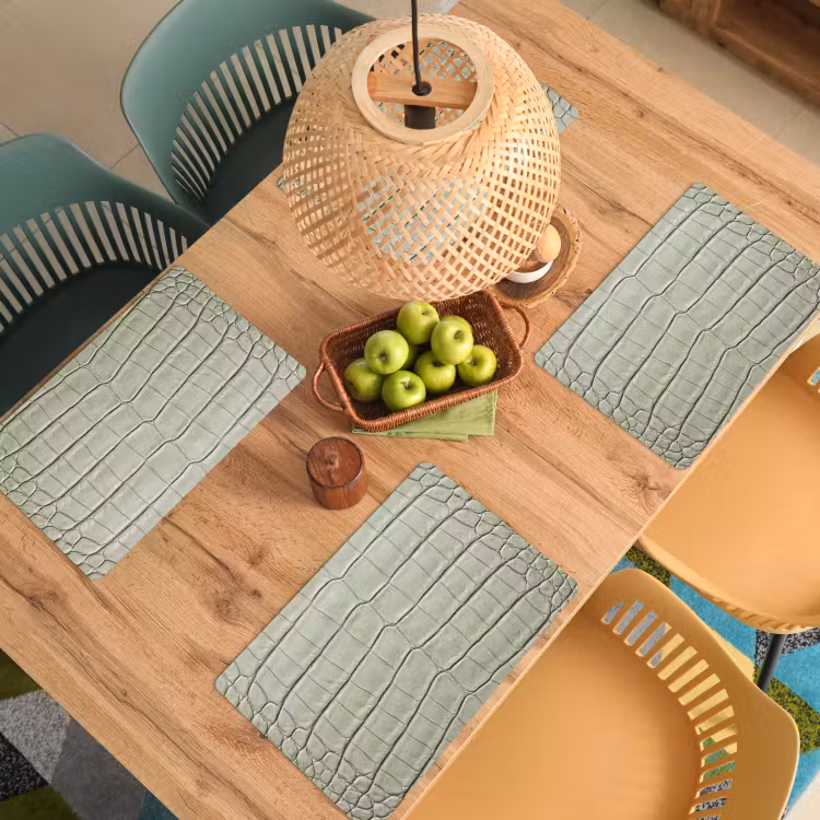 Placemat - 6 stuks - Krokodillenleer - Schubben - Groen — 6