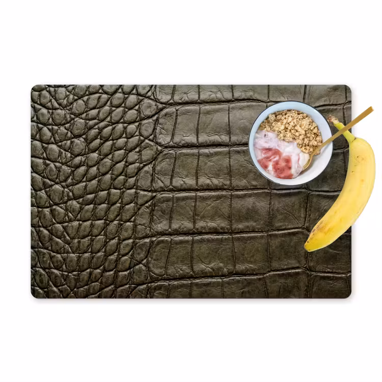 Placemat - 6 stuks - Krokodillenleer - Structuur - Groen — 1