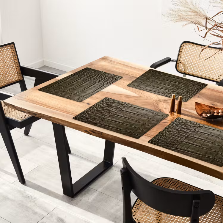 Placemat - 6 stuks - Krokodillenleer - Structuur - Groen — 5