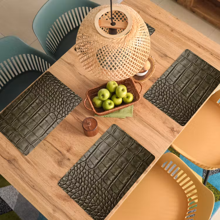 Placemat - 6 stuks - Krokodillenleer - Structuur - Groen — 6