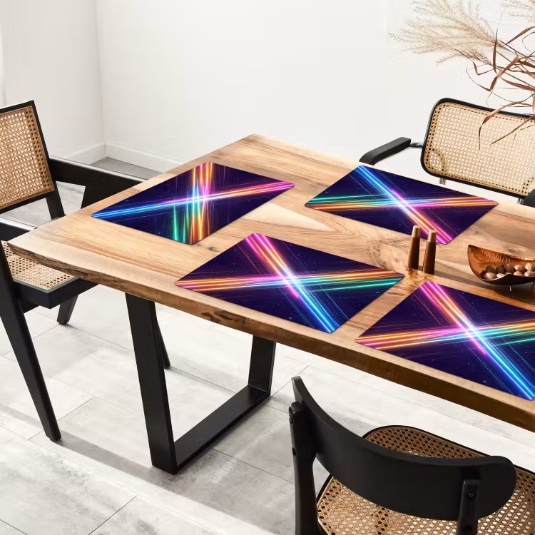 Placemat - 6 stuks - Kruisen - Lasterstralen - Neon — 5