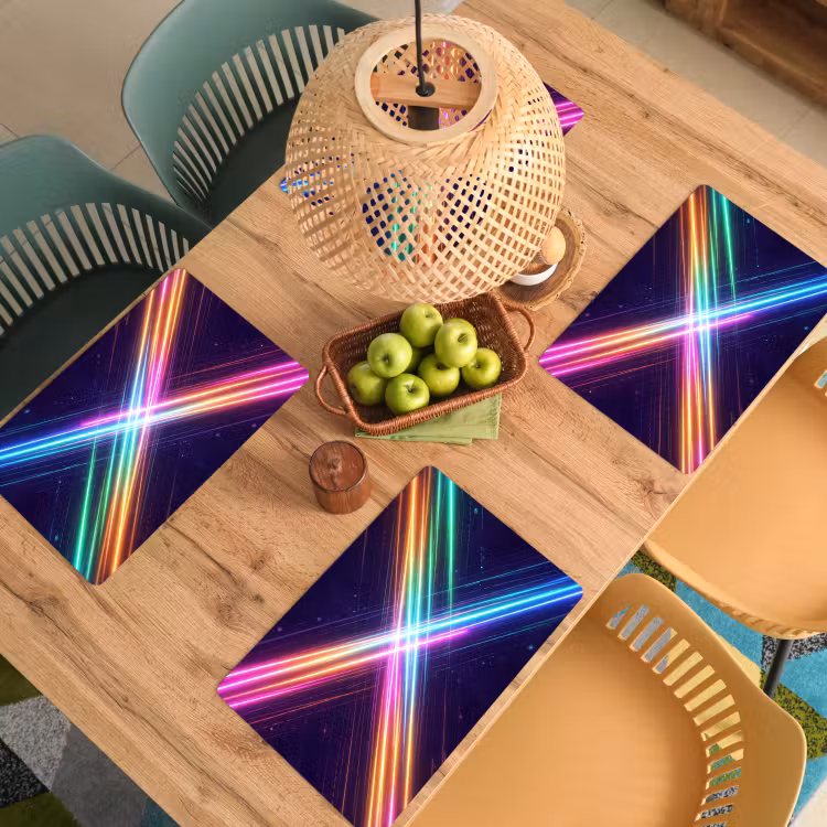 Placemat - 6 stuks - Kruisen - Lasterstralen - Neon — 6