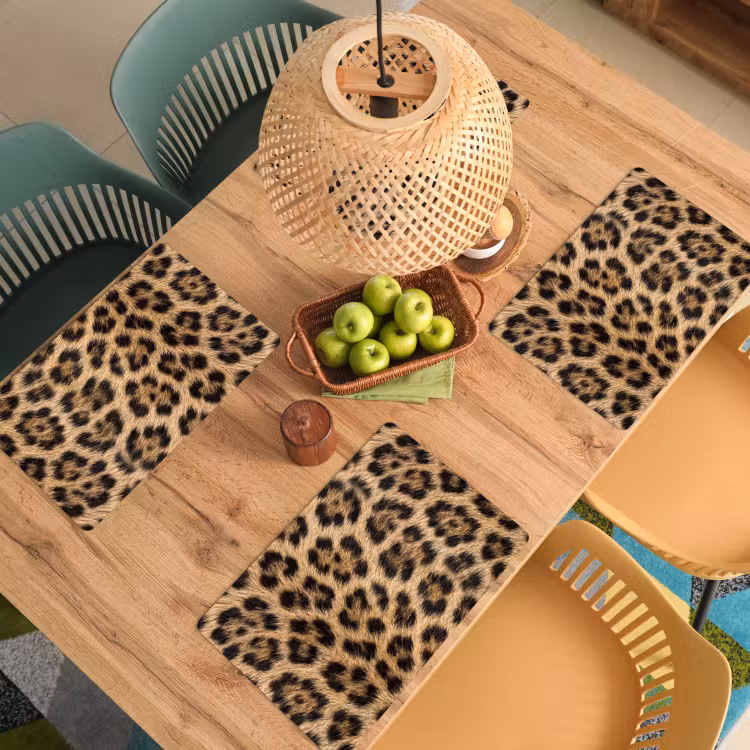 Placemat - 6 stuks - Luipaard - Vacht - Klassiek - Bruin — 6