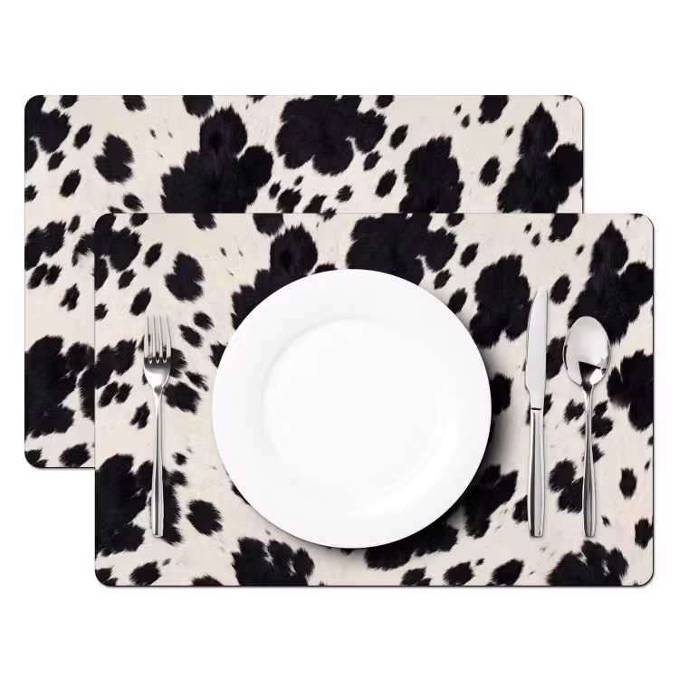 Placemat - 6 stuks - Patroon - Vacht - Zwart - Wit — 2