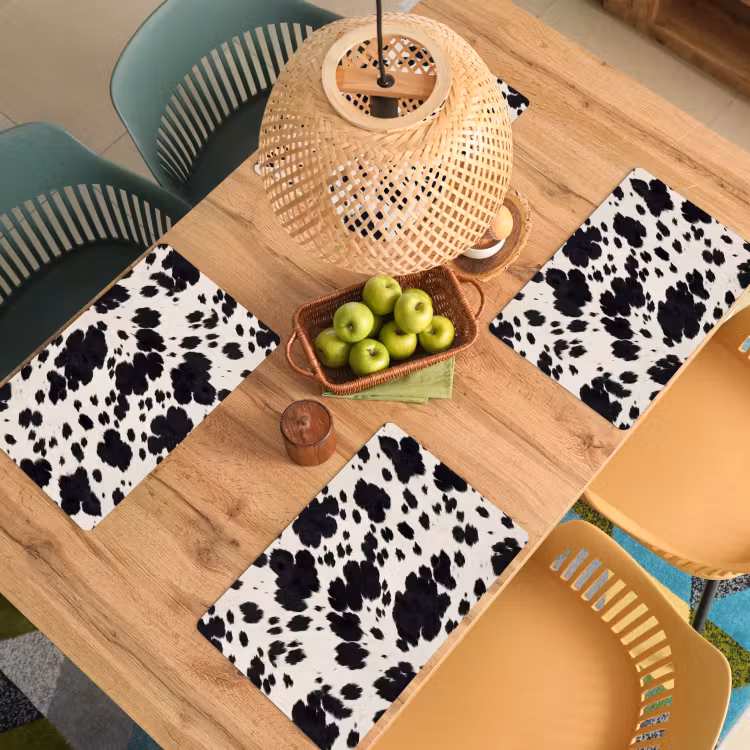 Placemat - 6 stuks - Patroon - Vacht - Zwart - Wit — 6