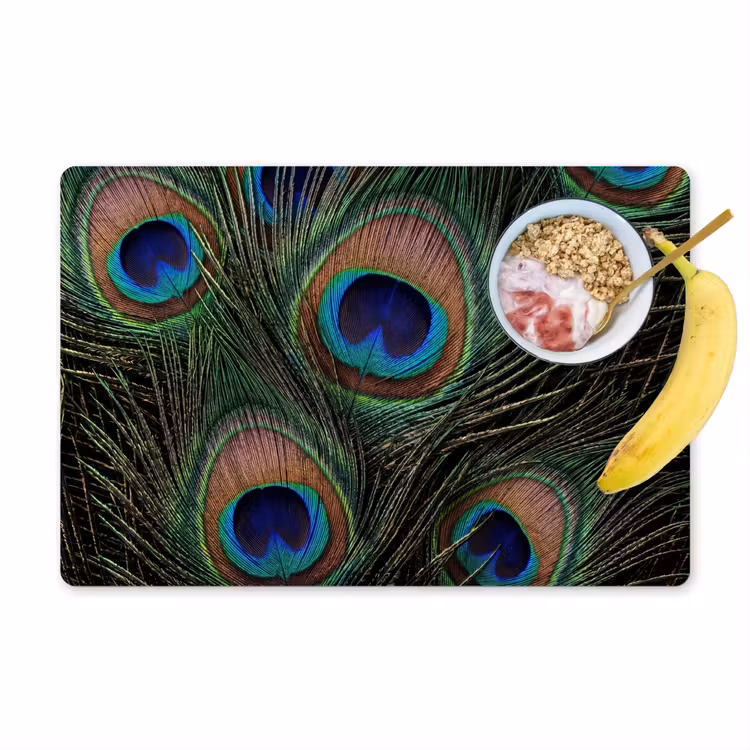 Placemat - 6 stuks - Pauwenveren - Klassiek - Groen — 1