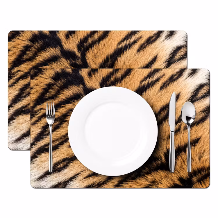 Placemat - 6 stuks - Realistisch - Tijgervacht - Zwart — 2