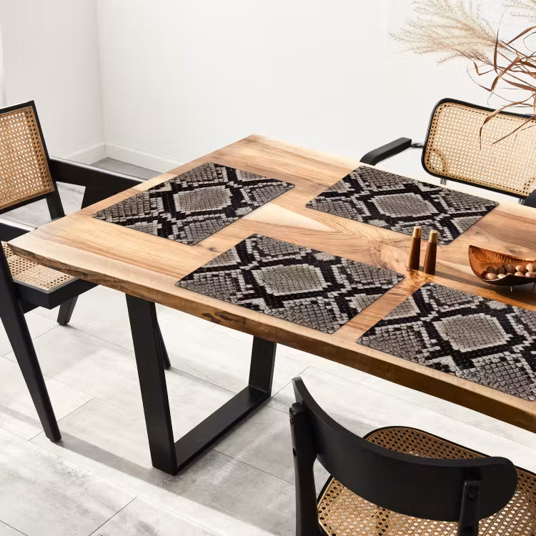 Placemat - 6 stuks - Slangenleer - Patroon - Beige — 5