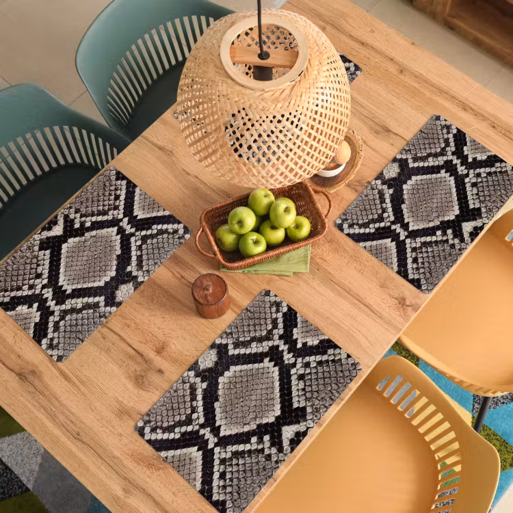 Placemat - 6 stuks - Slangenleer - Patroon - Beige — 6