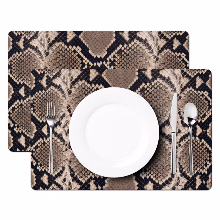 Placemat - 6 stuks - Slangenprint - Python - Bruin — 2