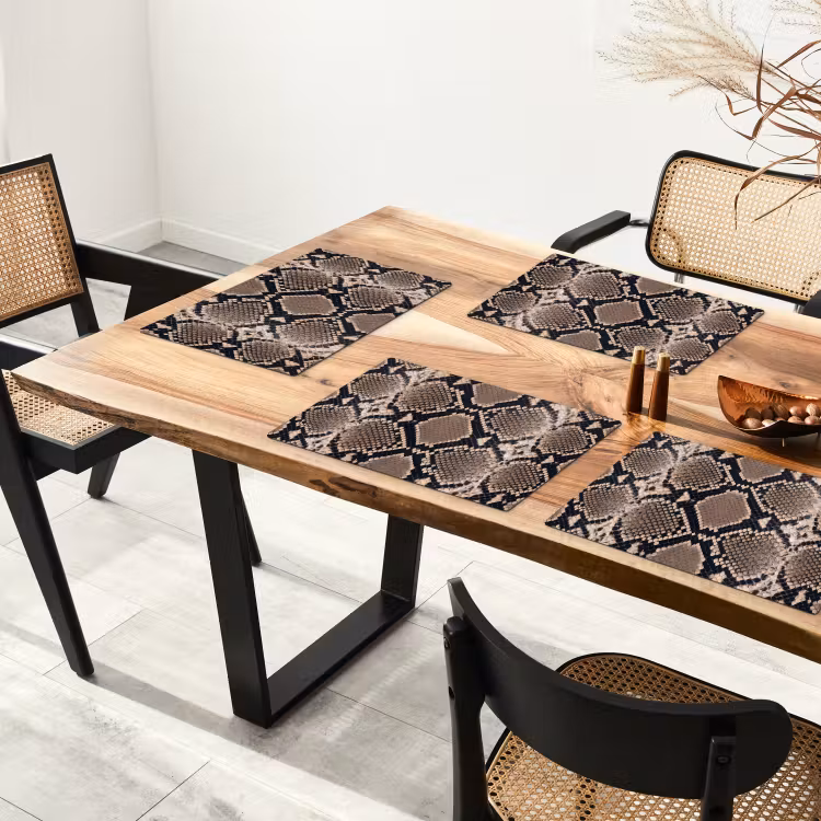 Placemat - 6 stuks - Slangenprint - Python - Bruin — 5