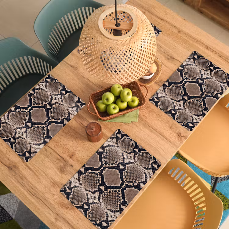 Placemat - 6 stuks - Slangenprint - Python - Bruin — 6