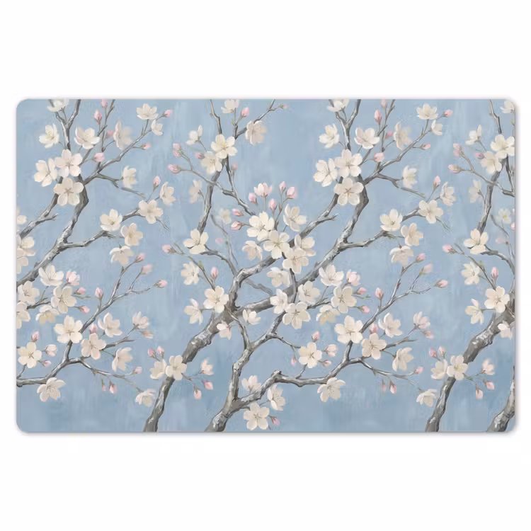 Placemat - 6 stuks - Takken - Kersenbloesem - Blauw — 7