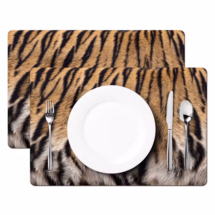 Placemat - 6 stuks - Tijgervacht - Klassiek - Zwart — 2